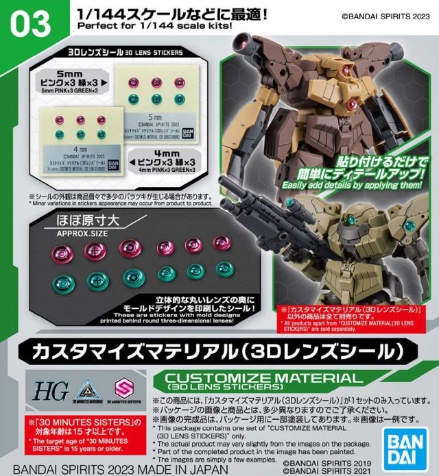 30MM - Customize Material (3D Lens Stickers) - Model Kit