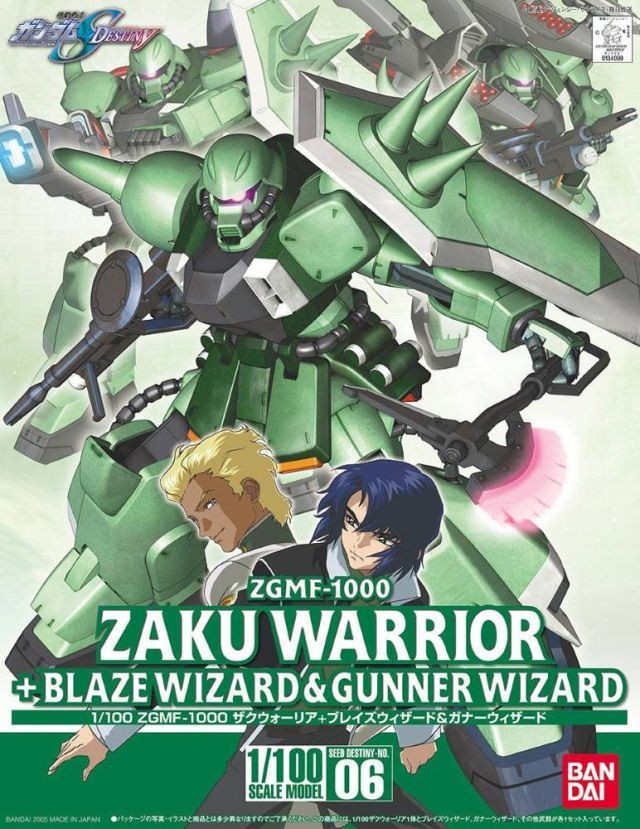 GUNDAM - 1/100 Zaku Warrior + Blaze Wizard & Gunner Wizard - Model Kit