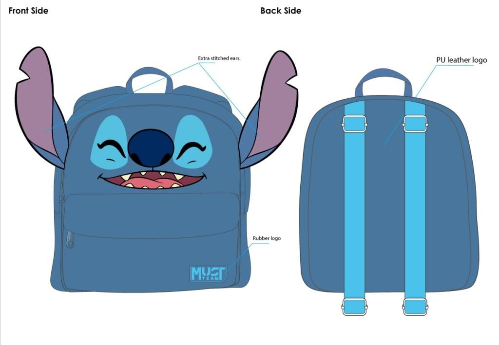 STITCH - Plush - Backpack '27x24x7cm'