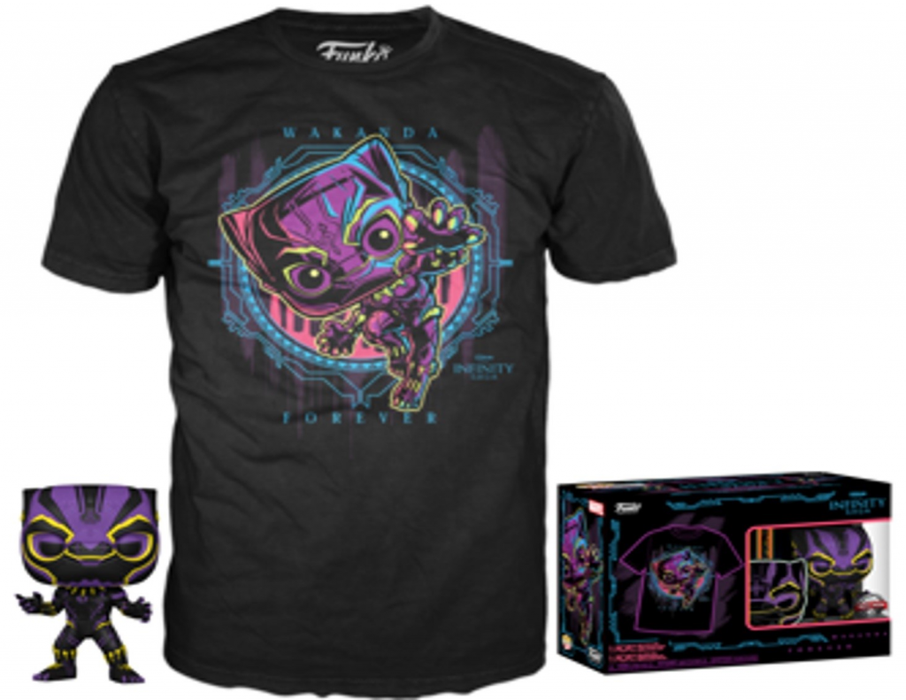 MARVEL- POP N° 891 - Black Panther Black Light SE + Tee (L)