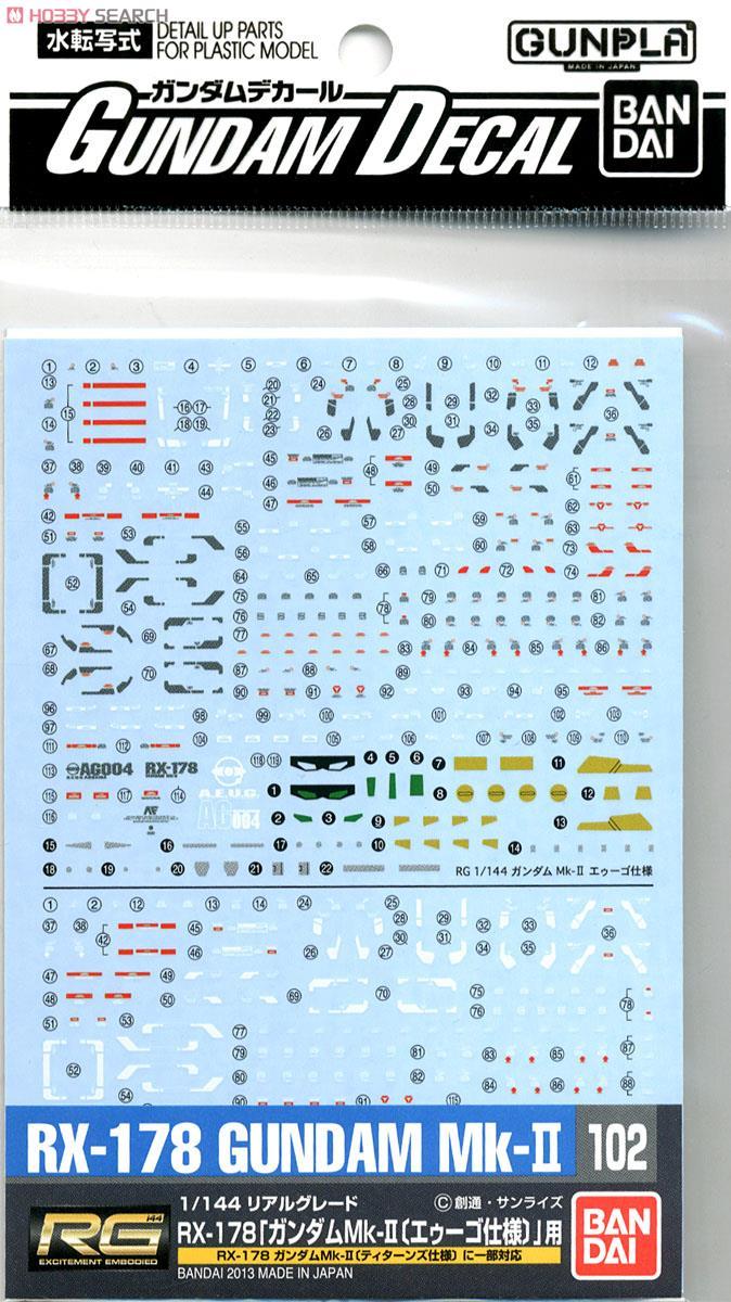 GUNDAM - Gundam Decal 102 RG Gundam MK-II - Model Kit