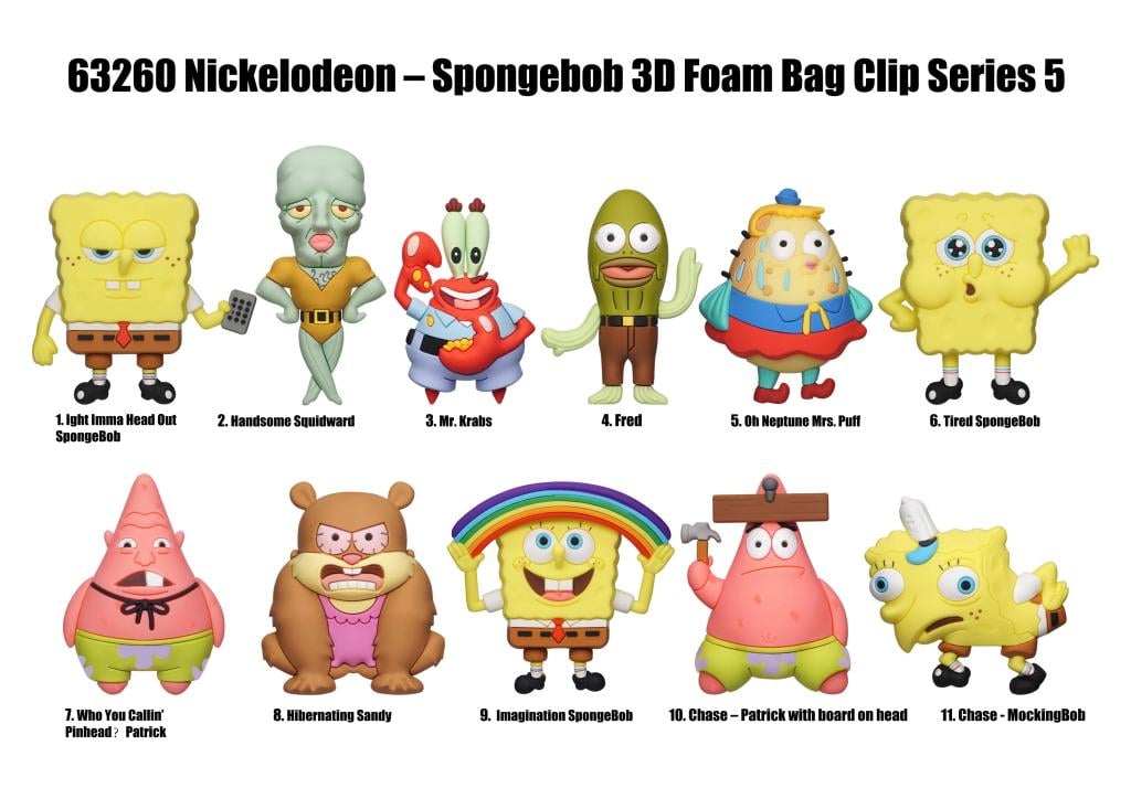 [PREORDER] NICKELODEON - Series 5 - 3D Foam Bag Clip (Display 24 Pcs)