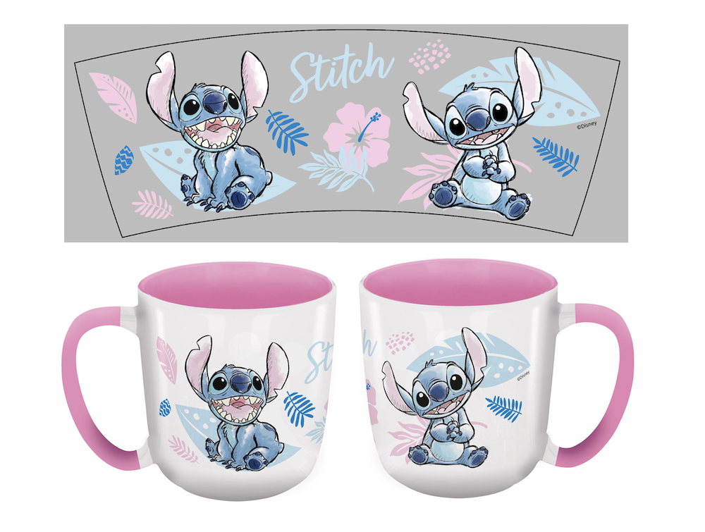 STITCH - Watercolor Pink - Mug Elite Colored Inner - 13Oz