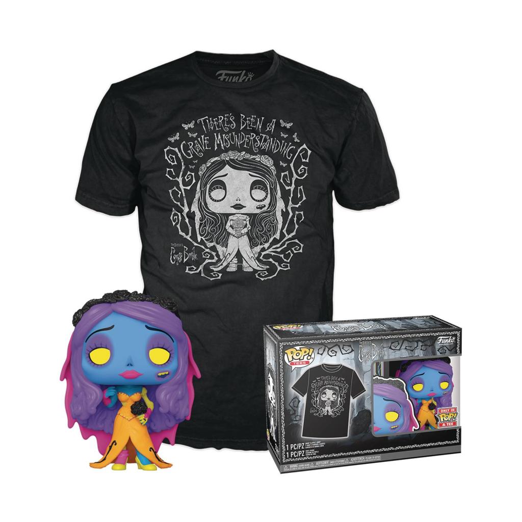 CORPSE BRIDE - Booble Head POP N° 1370 - Emily (BLKLT) + Tee (L)