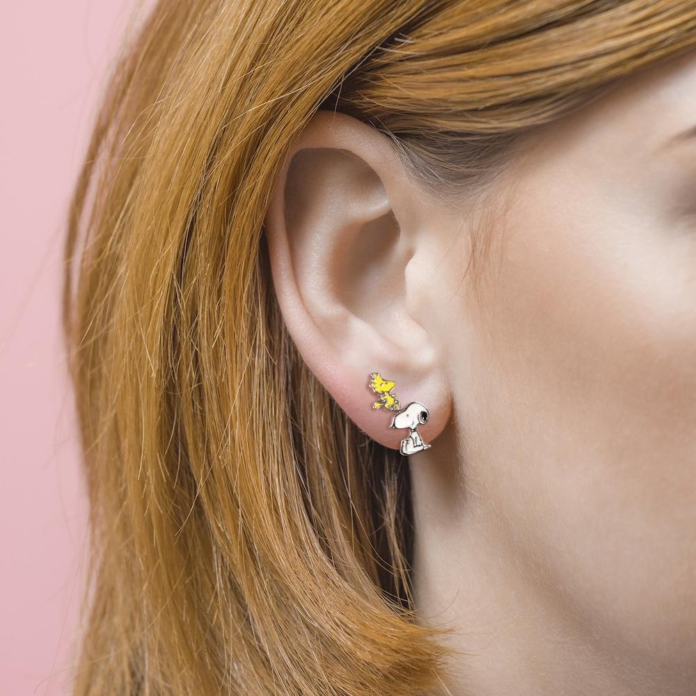 SNOOPY - 2 Pairs of Studs Earrings in Brass