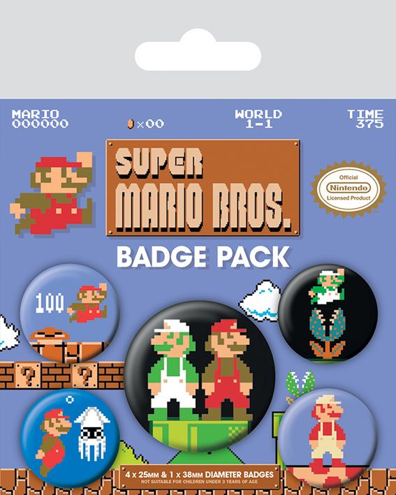 [PREORDER] Super Mario Bros. Pin-Back Buttons 5-Pack