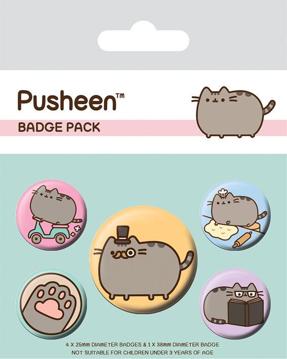 [PREORDER] Pusheen Pin-Back Buttons 5-Pack Fancy