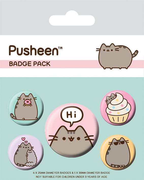 [PREORDER] Pusheen Pin-Back Buttons 5-Pack Pusheen Says Hi