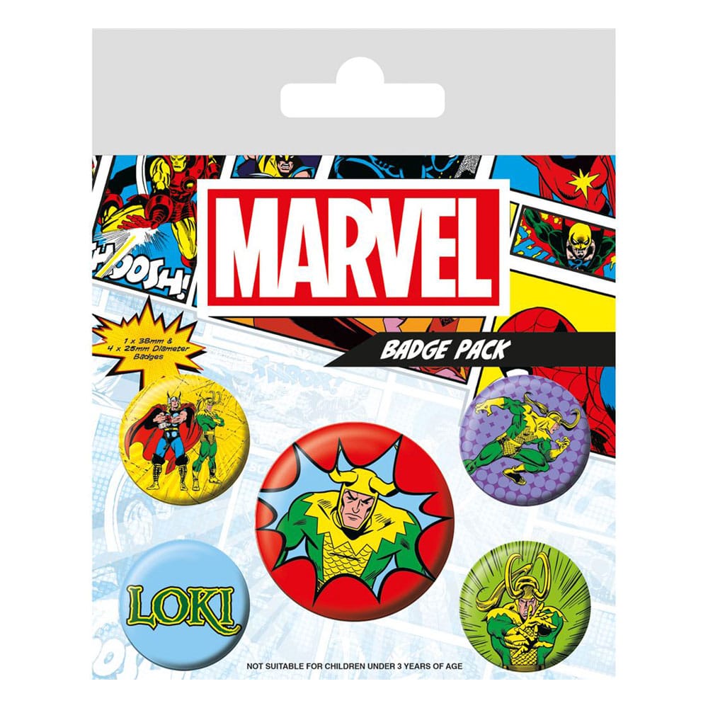 [PREORDER] Marvel Pin-Back Buttons 5-Pack Loki Comic