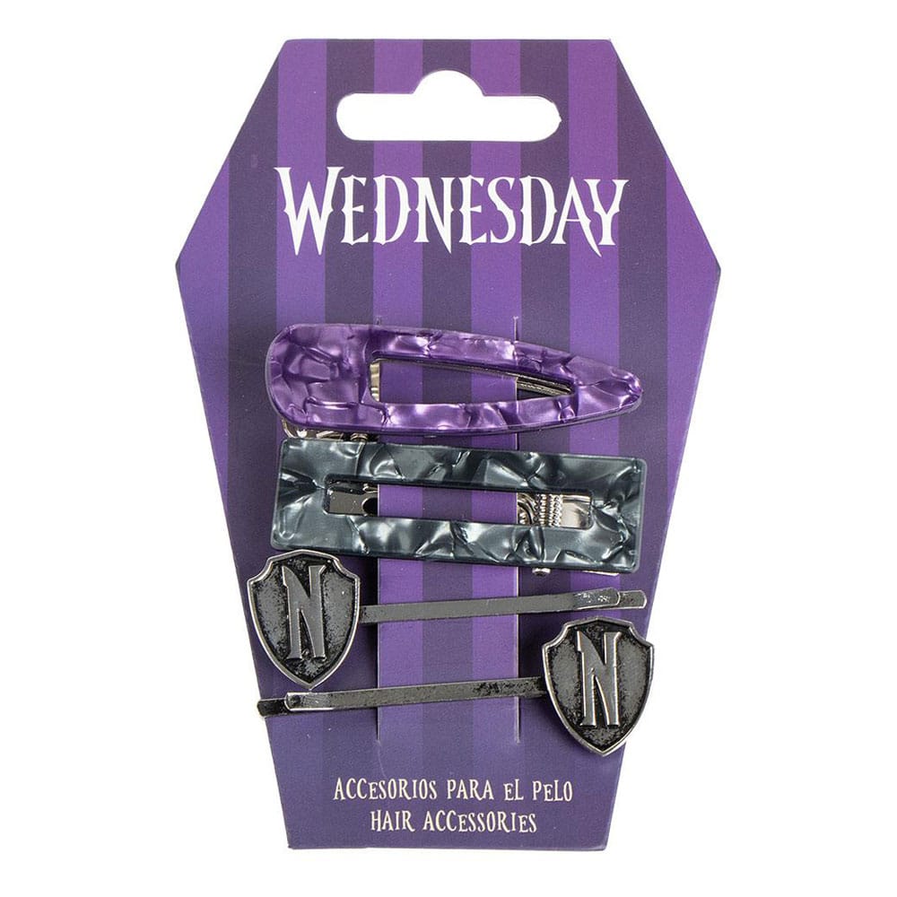 [PREORDER] Wednesday Hair Accessories 4 Pack Pruple & Black