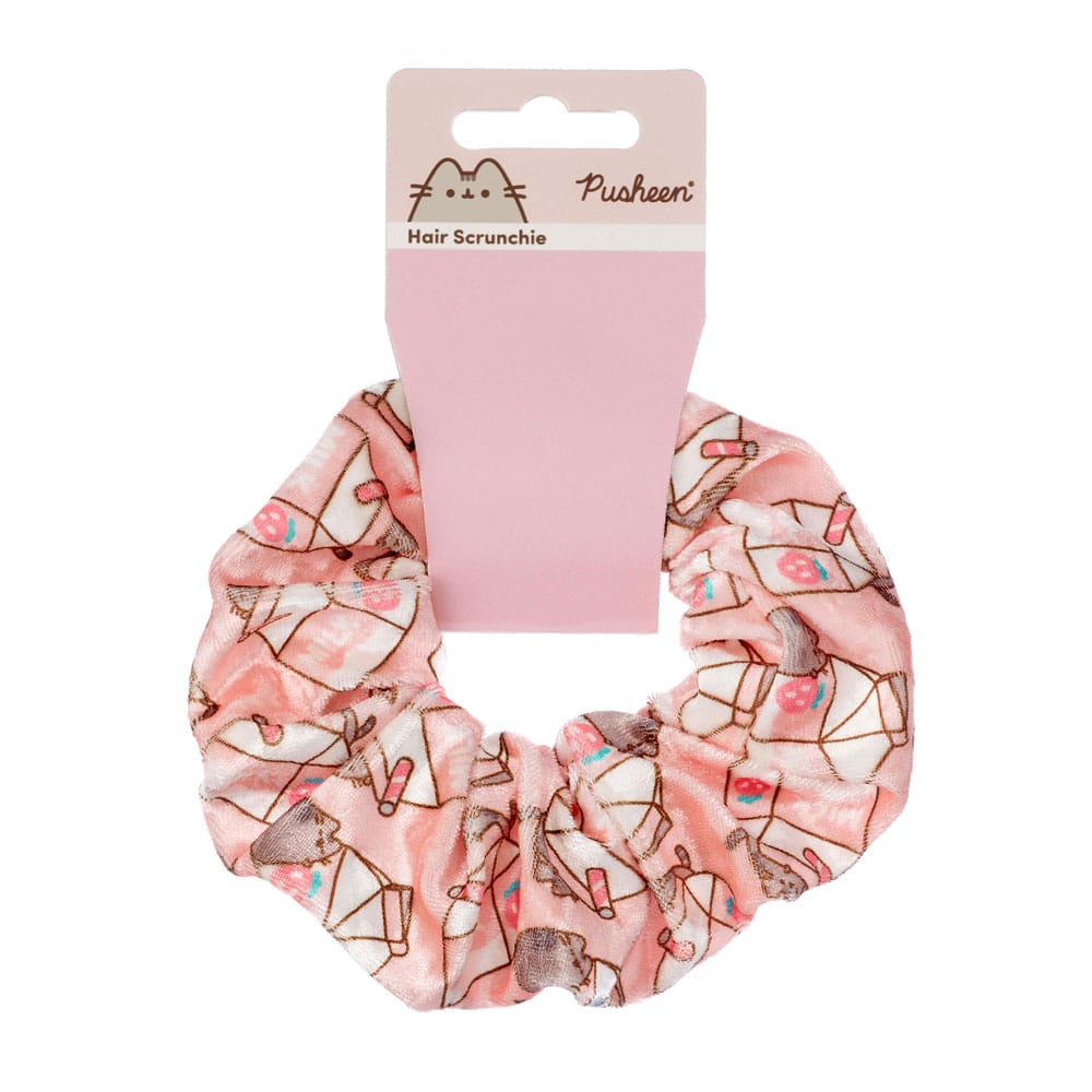 [PREORDER] Pusheen Hair Scrunchie Pink Strawberry Milk Carton