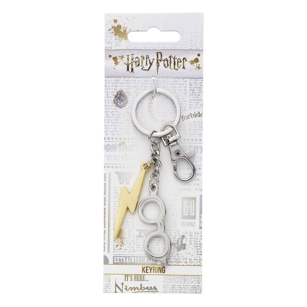 [PREORDER] Harry Potter Keychain Lightening Bolt & Glasses (silver plated)