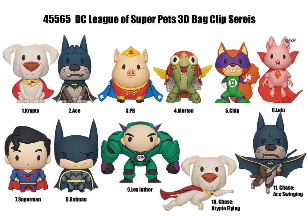[PREORDER] DC Super Pets 3D PVC Bag Clips Series 1 Display (24)