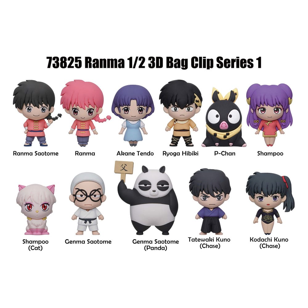 [PREORDER] Ranma 1/2 3D PVC Bag Clips  Series 1 Display (24)