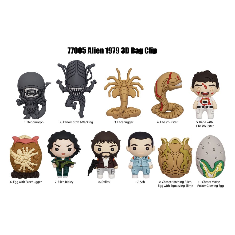 [PREORDER] Alien 3D PVC Bag Clips  Series 1 Display (24)