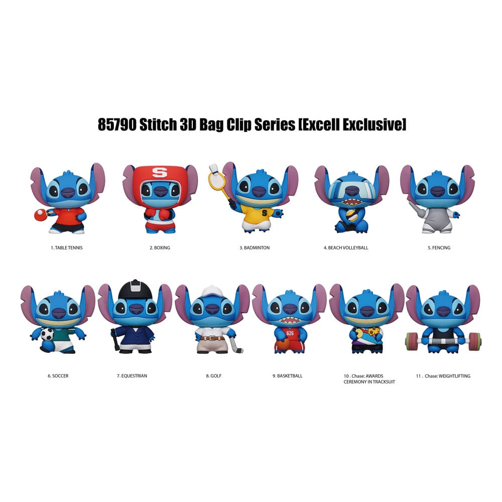 [PREORDER] Lilo & Stitch 3D PVC Bag Clips  Series 1 Sport Display (24)
