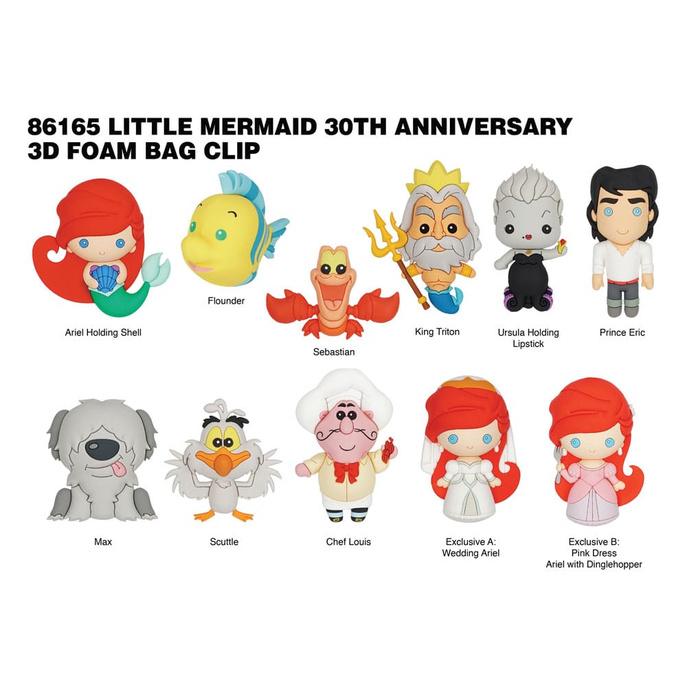 [PREORDER] The Little Mermaid 3D PVC Bag Clips  Series 1 Display (24)