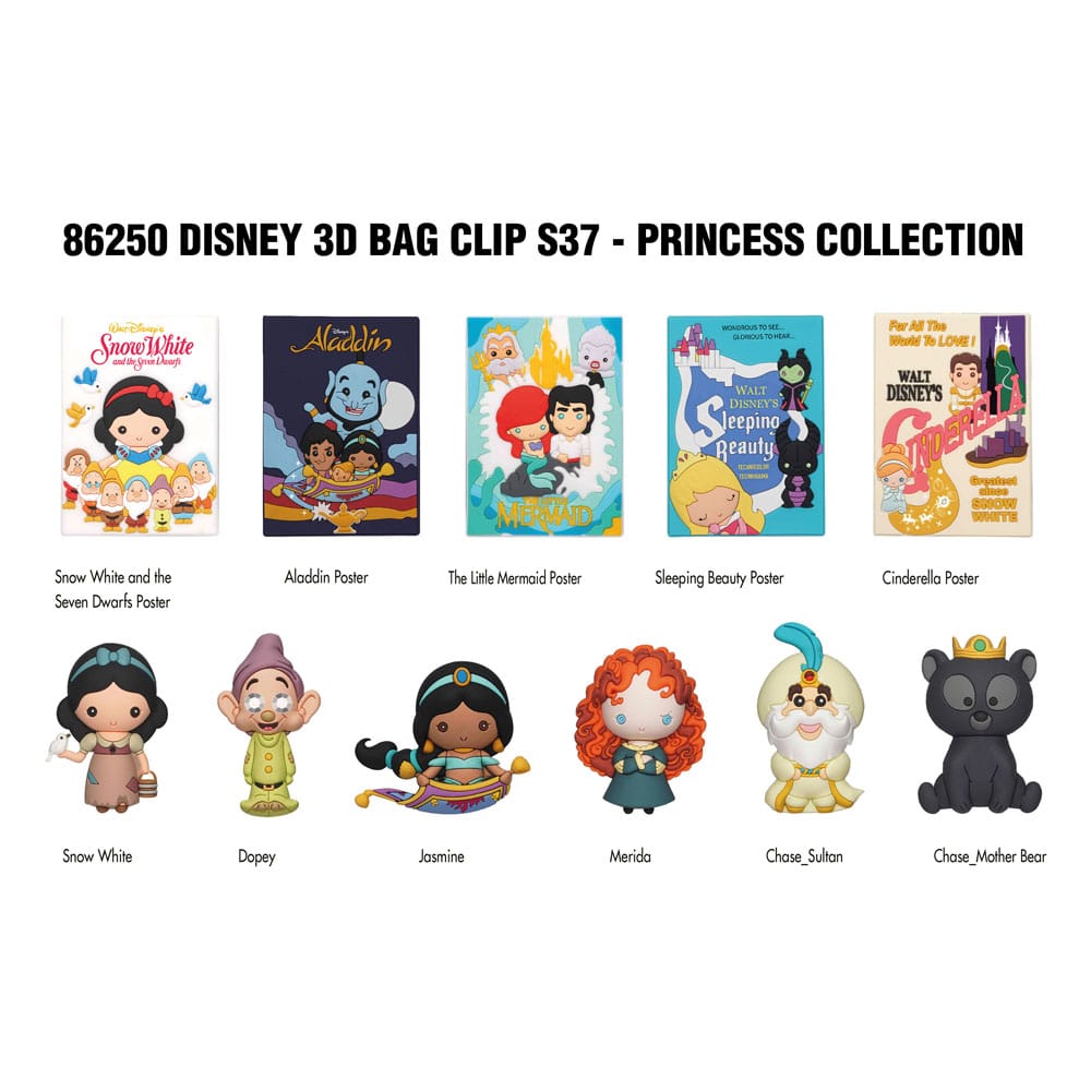 [PREORDER] Disney 3D PVC Bag Clips Ultimate Princess Series 37 Display (24)