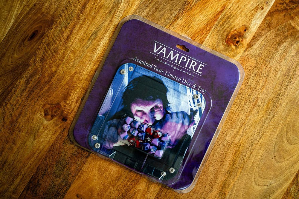 [PREORDER] Vampire: The Masquerade 5th Edition RPG Acquired Taste Limited Dice & Tray Accessory Pack